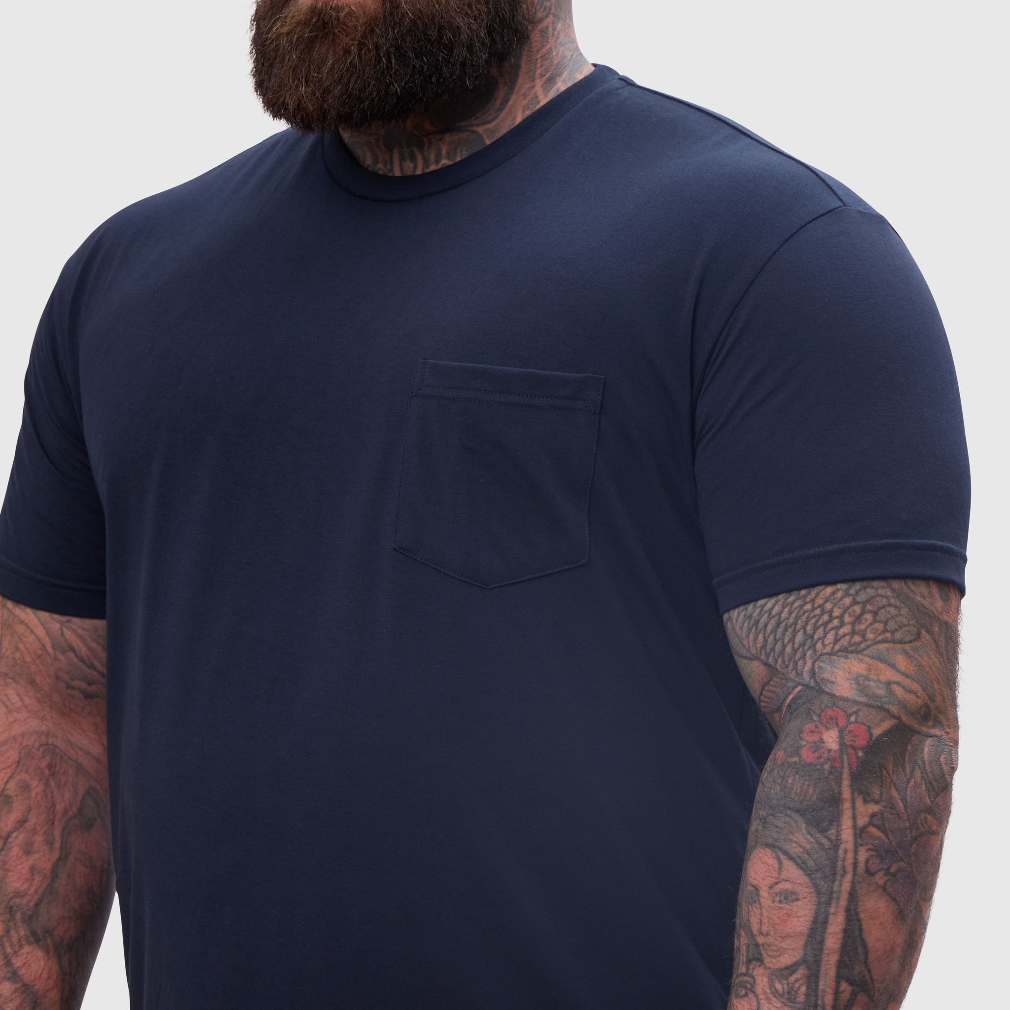 Load image into Gallery viewer, Navy Pocket Crew Neck
