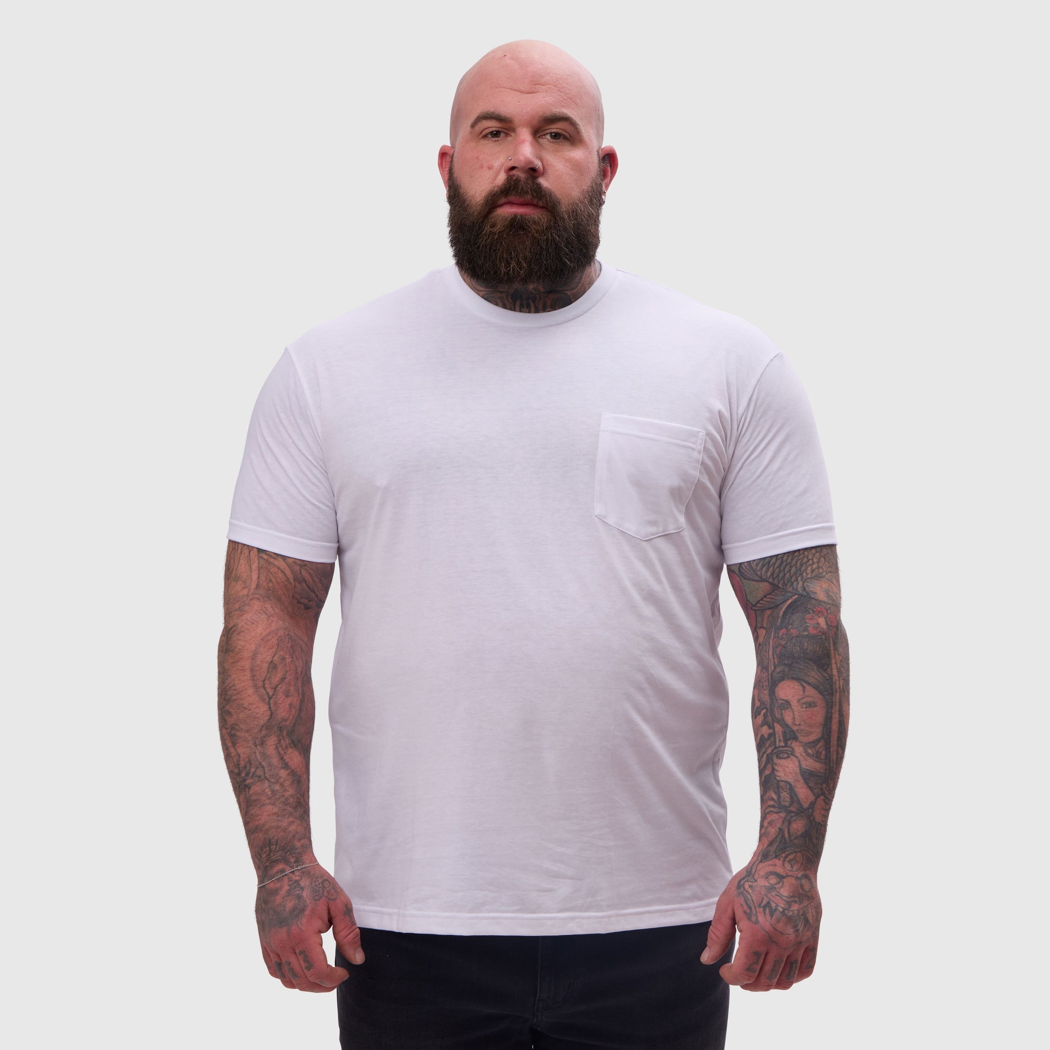 Load image into Gallery viewer, White Pocket Crew Neck
